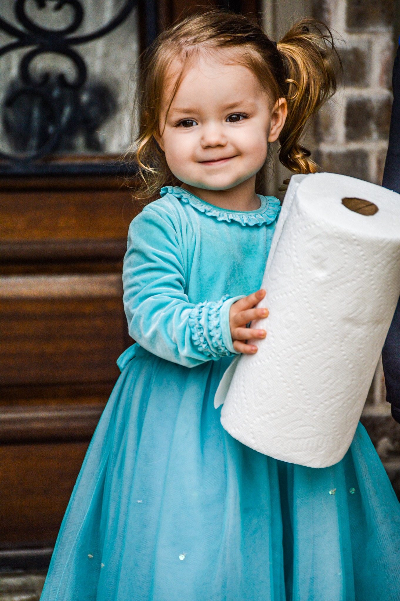 Baby girl with Tissue roll