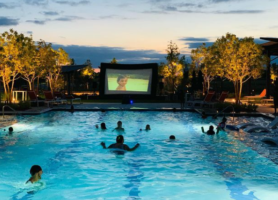movie in a pool at Union Park