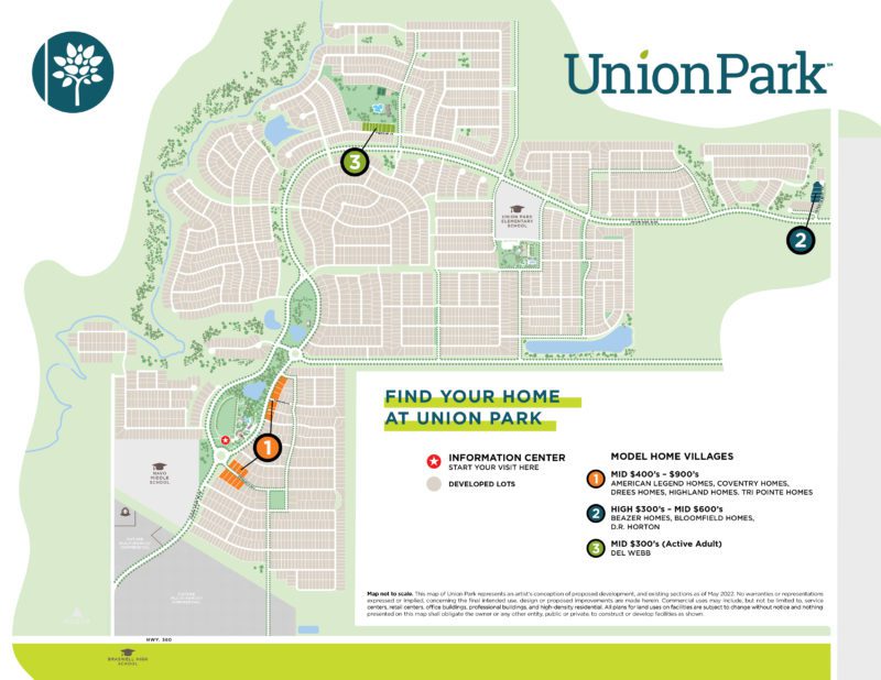Union Park Homes, Parks, and Amenities Community Map