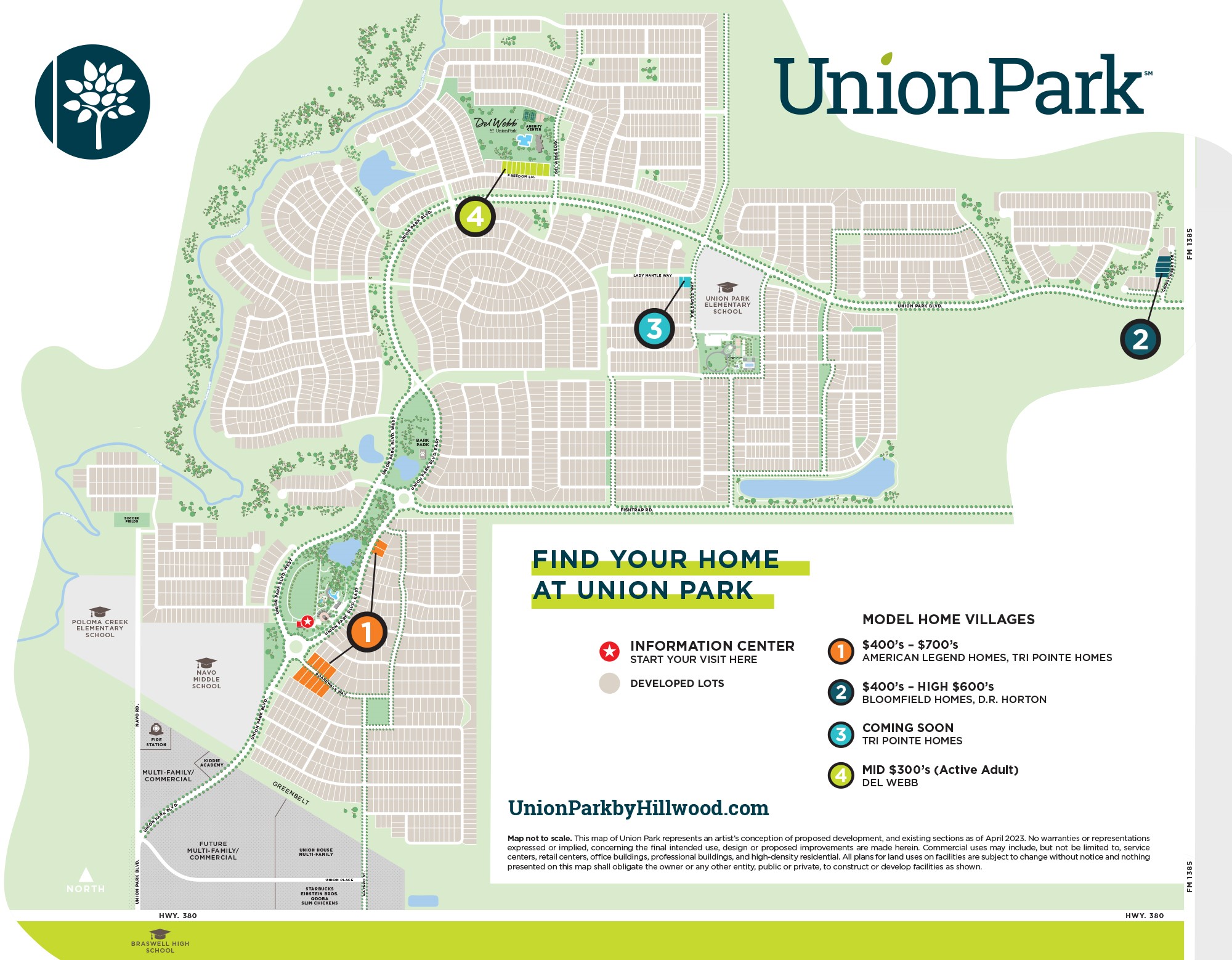 Union Park Model Home Map April 2023