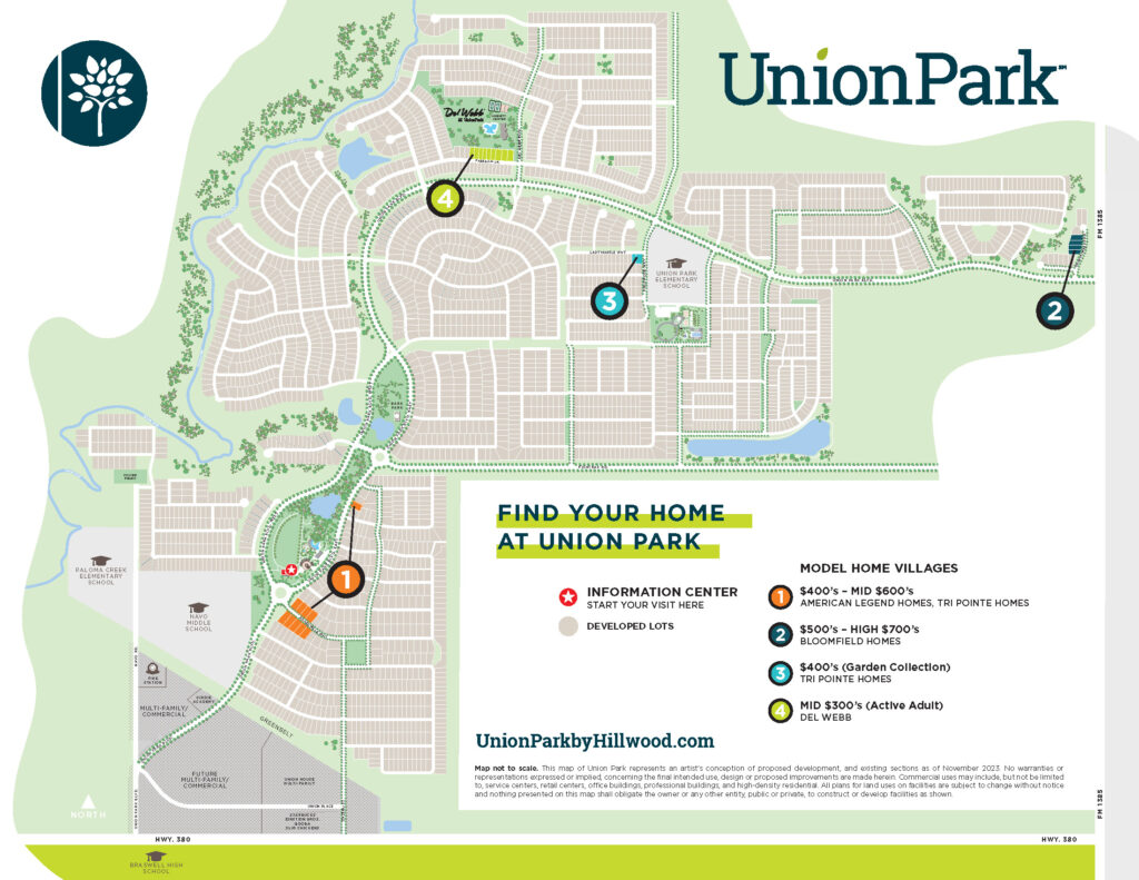 Union Park Model Home Map Nov 2023